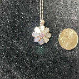 Purple Flower & Silver Necklace
